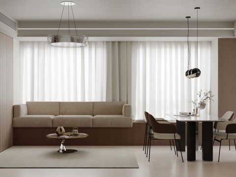 Modern Apartment Modern Guest Dining Room Living Room Sectional Sofa Dining Table Simple Small Apartment G