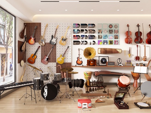 Musical Instrument Room Music Room Guzheng Zizi Drum Violin Guitar Electronic Piano Drum Guzheng Guqin Waist Drum