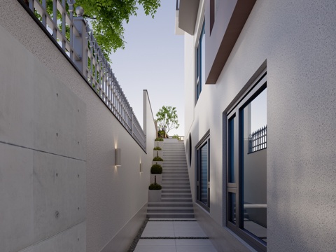 Modern garden landscape corridor outdoor path