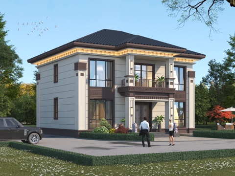 New Chinese-style Single-family Villa Villa Residential Villa Residential Self-built Villa