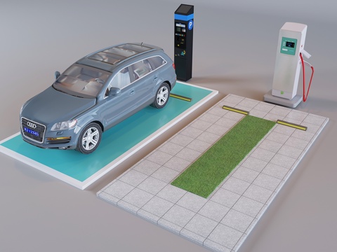 New energy vehicle charging station outdoor parking lot charging pile parking limit car block