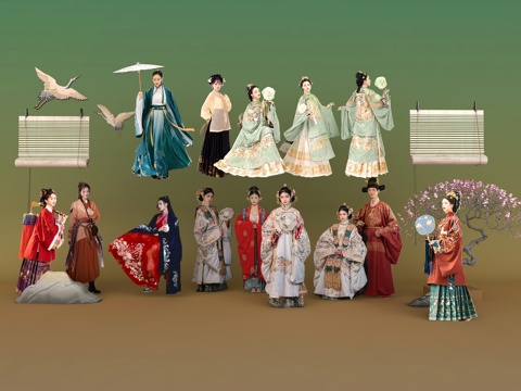 Chinese Style Multi-person Ancient Costume Hanfu Tang Costume Chinese Costume Women Men Song Style Costume Asian Characters