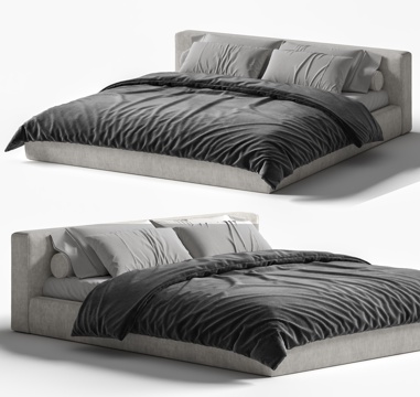 Modern Double Bed Minimalist Double Bed Master Bedroom Bed Floor Bed Fabric Double Bed