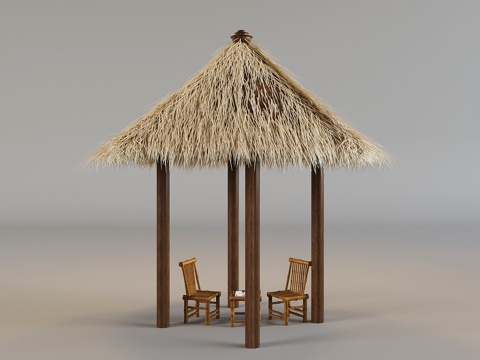 Chinese-style thatched shed rest pavilion thatched pavilion landscape pavilion bamboo tables and chairs