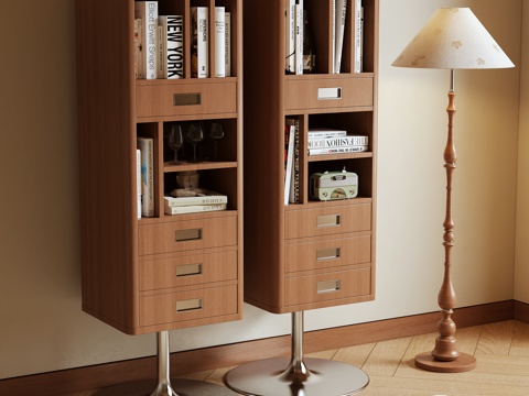 Log Style Storage Cabinet Bookcase Rotating Cabinet