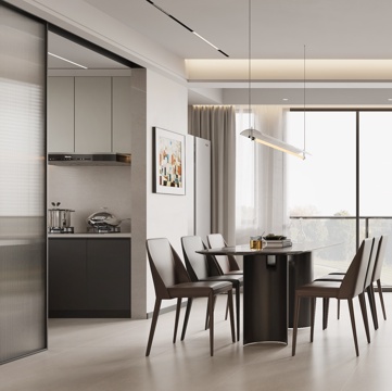 Italian DiningRoom Dining Table Kitchen Modern Restaurant Simple Premium Grey Restaurant Black and White Grey Restaurant
