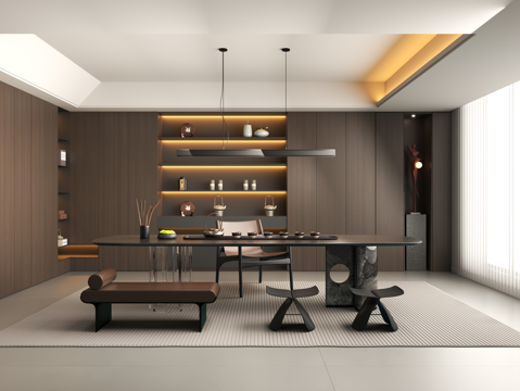 Modern Italian Tea Room Tea Room Cabinet Villa Tea Room Tea Table and Chair Combination Tea Table Tea Room Jewelry Pendulum