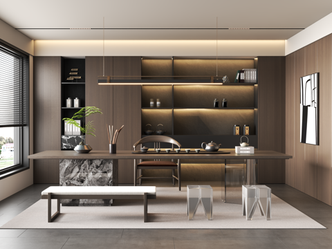 Modern Italian Tea Room Tea Room Cabinet Villa Tea Room Tea Table and Chair Combination Tea Table Tea Room Jewelry Pendulum