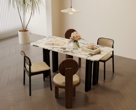 Dining Table and Chair French Mid-century Style Dining Table and Chair
