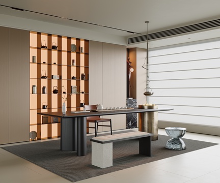 Italian modern tea room living room tea room open tea room villa tea room tea table and chair combination open