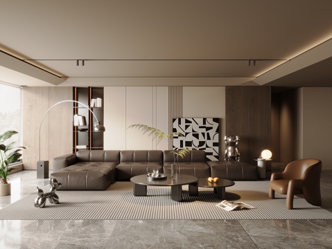 Modern Italian Home Living Room Leather Sofa Coffee Table Combination Affordable Luxury Style Coffee Table Large Flat Bookcase