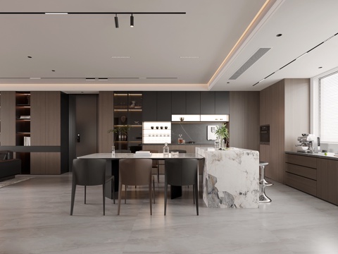 Modern Italian DiningRoom Dining Table and Chair Island Table Combination Wine Cabinet Side Cabinet