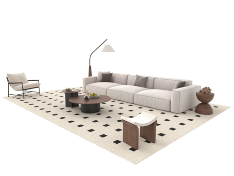 Modern Mid-century Style Sofa Sofa Coffee Table Combination