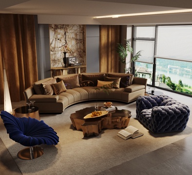Italian Affordable Luxury Style Home Living Room Sofa Coffee Table Combination Gray Style Living Room Black and White Grey Living Room