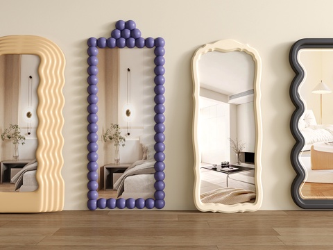 Cream Style Floor Mirror Full-length Mirror Dressed Mirror Irregular Mirror