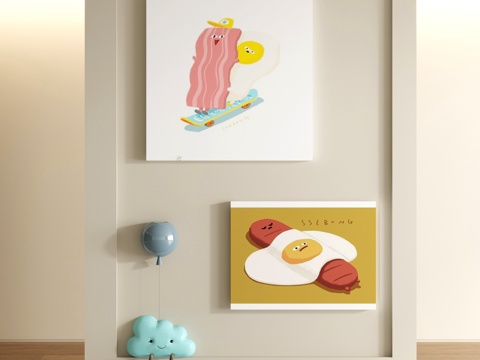 Modern dopamine cartoon decorative painting