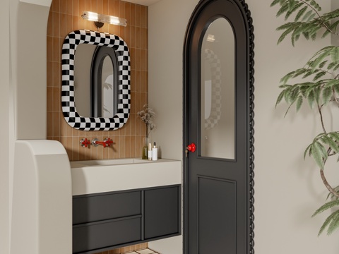 Mid-century Style toilet dry area