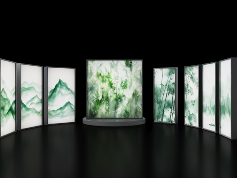 Modern Frosted Glass Light Box Indoor Plant Light Box Landscape Bamboo Soft Film Light Box Green Plant Decorative Light