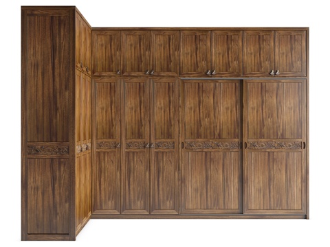 New Chinese Corner Wardrobe Cloakroom Solid Wood Wardrobe with sliding door