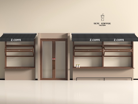 Modern coffee milk tea shop glass door