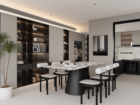 Modern DiningRoom Black White Grey Restaurant