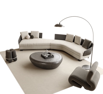 Modern Sofa Coffee Table Combination Curved Sofa Lounge Chair