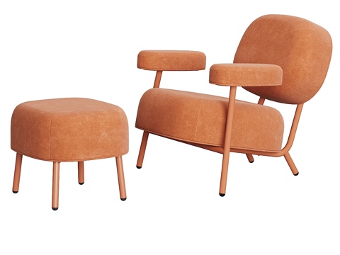 Modern cream style Kaef armchair and footstool