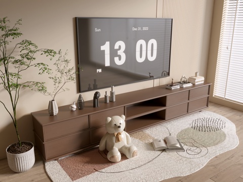 Modern Wood Grain TV Cabinet Simple Side Cabinet Bucket Cabinet Low Cabinet Whole Cabinet Sideboard