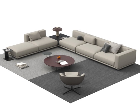 Sectional Sofa multi-person sofa coffee table carpet