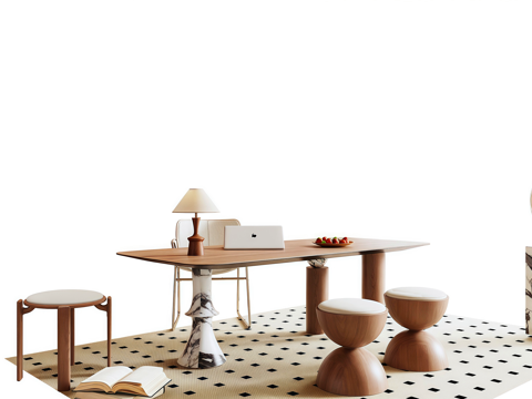 Mid-century Style Desk and Chair Sculpture Computer