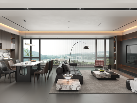 Modern Italian Living&Dining Room Affordable Luxury Style Home Guest DiningRoom Italian Sofa Coffee Table