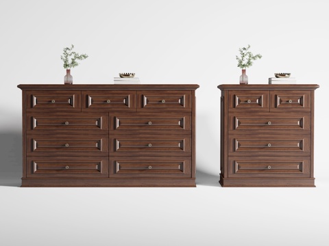 American-style Solid Wood Bucket Cabinet Multi-drawer Cabinet Side Cabinet