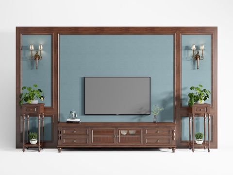 American solid wood TV cabinet living room TV Wall flower stand floor TV cabinet finished TV cabinet