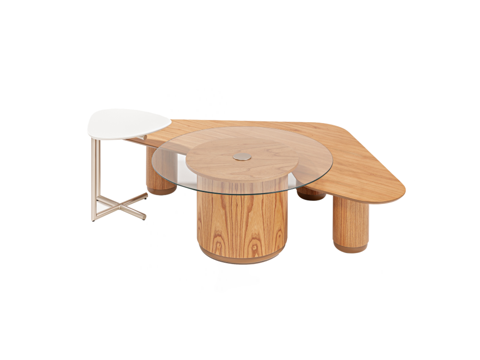 Nordic Middle Antique Stitching Combination Coffee Table