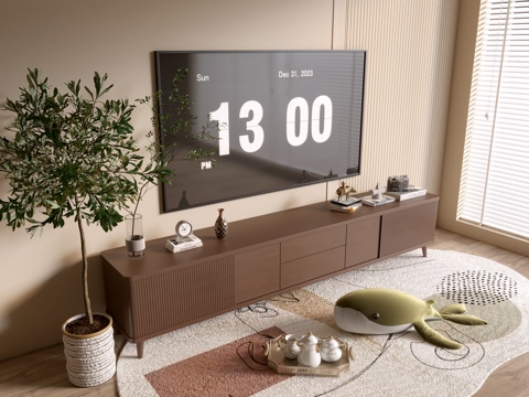 Modern Wood Grain TV Cabinet Simple Side Cabinet Bucket Cabinet Low Cabinet Whole Cabinet Sideboard