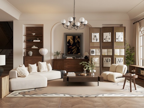 Quiet Home Living Room Ancient Style Living Room Retro Style Living Room Quiet Sofa Coffee Table Combination Chair