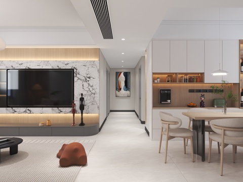 Modern Cream Style Living&Dining Room Cloud Sofa Coffee Table Combination Wine Cabinet Shoe Cabinet Combination Dining Table and Chair Combination