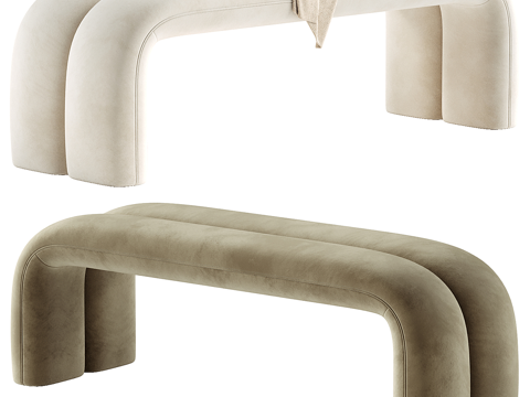 Modern Cream Style Fabric Bench Bed End Stool