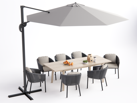 Modern Outdoor Table and Chair Woven Lounge Chair Dining Table and Chair Courtyard Table and Chair Sunshade