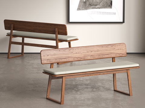 Vintage Bench Simple Solid Wood Bench with Ancient Backrest Long Stool