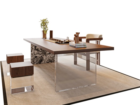 Modern Mid-century Style Tea Table and Chair Combination