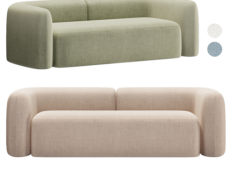 Fabric Casual Sofa Fabric Double Sofa Milk White Sofa Bean Curd Block Sofa Small Sofa