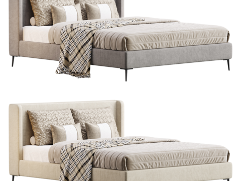 New Chinese fabric double bed