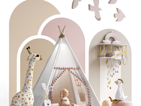 Modern Cream Style kids Bedroom Decoration Tent Plush Toy