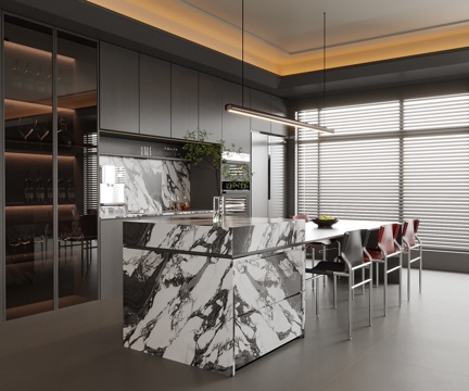 Modern DiningRoom Island Table and Chair Dining Chair Sideboard Wine Cabinet