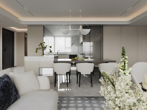 Modern Italian Living&Dining Room Affordable Luxury Style Italian Guest DiningRoom No Main Light Guest Restaurant Sofa Coffee Table Combination