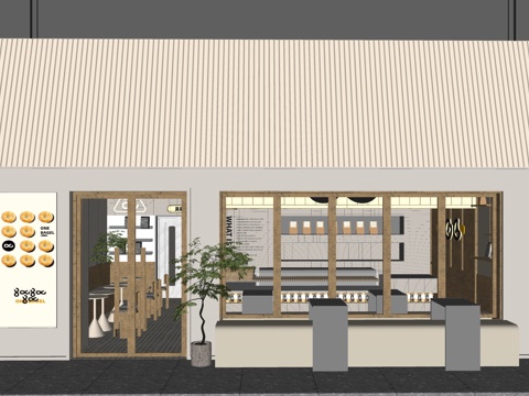 Modern minimalist cafe door building