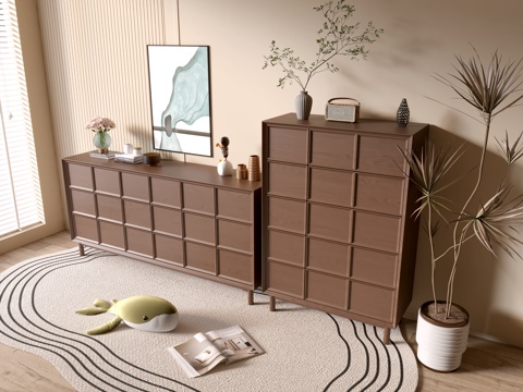 Modern Wood Grain TV Cabinet Simple Side Cabinet Bucket Cabinet Low Cabinet Whole Cabinet Sideboard