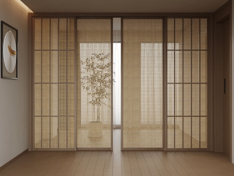 sliding door Neo-Chinese Style sliding door rattan door