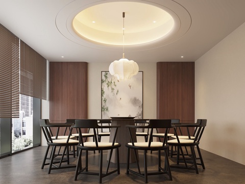 Neo-Chinese Style Home DiningRoom Chinese Style Home Restaurant Restaurant Box Solid Wood Dining Table and Chair Dining Table and Chair